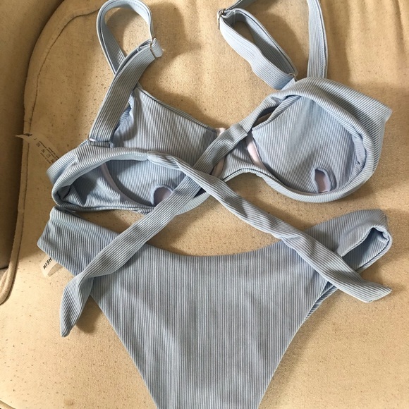 Light blue ribbed bikini - Picture 2 of 5